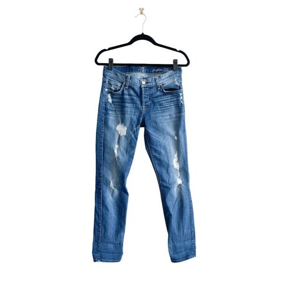 7 For All Mankind Womens Denim Jeans Distress Josefina Skinny Boyfriend Size 26 - Picture 2 of 12